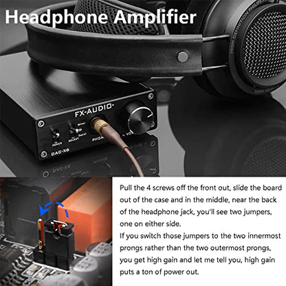 FX-Audio DAC-X6 Headphone amp Mini HiFi 2.0 Digital Audio Decoder DAC Input USB/Coaxial/Optical Output RCA/Headphone Amplifier 24Bit/96KHz DC12V (Black) - color: Black