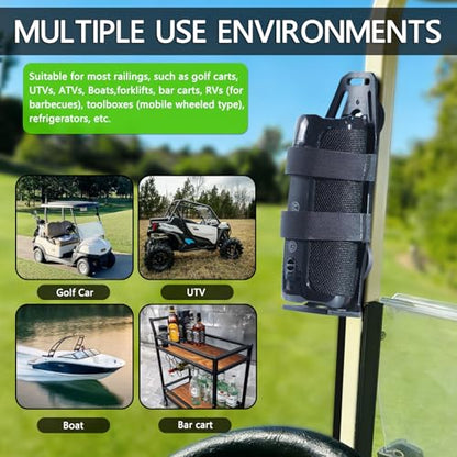 Van Helga Magnetic Speaker Mount for Golf Cart/Boat Railing UTV ATV Go Cart | Adjustable Strap Speaker Holder Attachment for JBL Charge 5-6 Flip 4-7 Golf Cart Accessories