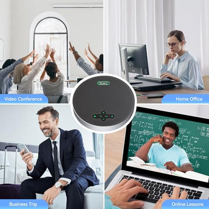 Tenveo MagiCall Pro Bluetooth Conference Speakerphone, Bluetooth/Dongle/USB, 8 AI Noise-Canceling Microphones, 360° Voice Pickup, 18H Talk Time, Compatible with Zoom, Teams & OBS, for 12–15 People