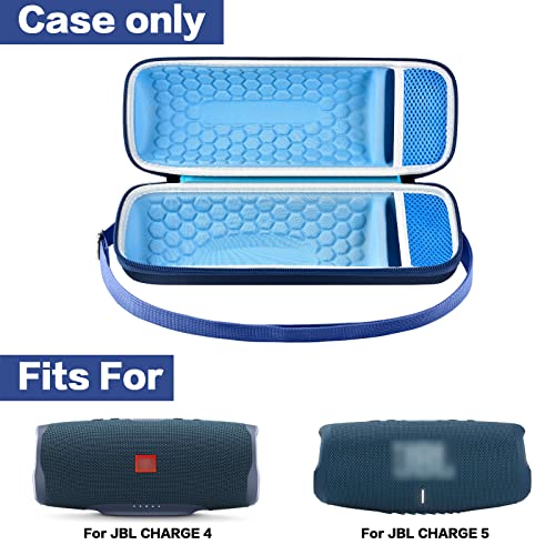 Comecase Hard Travel Case for JBL Charge 4/ Charge 5 Waterproof Bluetooth Speaker. Carrying Storage Bag Fits Charger and USB Cable - Blue+Inside Blue (Case Only) - color: Blue