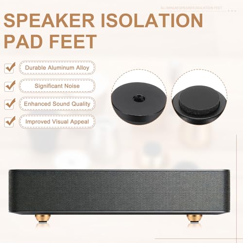 MECCANIXITY 4Pcs Speaker Isolation Pad Feet, 15x7mm Shockproof Aluminum Alloy Vibration Isolation Speaker Shock Base Pad Cone Base with Double-Sided Adhesive for Audio Equipment, Black - color: Black, size: 15x7mm