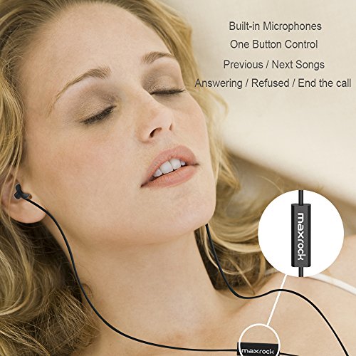 MAXROCK (TM Unique Total Soft Silicon Sleeping Headphones Earplugs Earbuds with Mic for Cellphones,Tablets and 3.5 mm Jack Plug (Black) - color: Black
