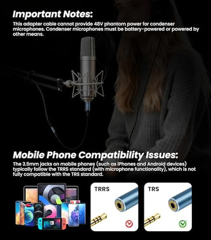 Tisino Male XLR to Aux 3.5mmTRS Stereo Audio Adapter Cable, Balanced, 3.3FT | 3.5mm to XLR Male Balanced XLR Adapter Cable for Microphone, Live Streaming Equipment and Audio Interfaces - size: 1 m/3.3 FT, style: 35TRS F to XLR M