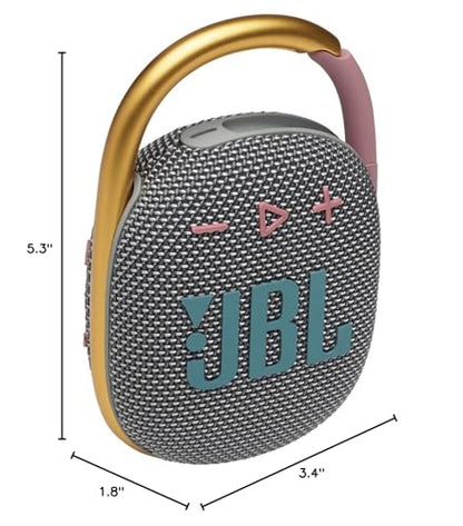 JBL Clip 4 - Portable Mini Bluetooth Speaker, big audio and punchy bass, integrated carabiner, IP67 waterproof and dustproof, 10 hours of playtime, speaker for home, outdoor and travel (Grey) - color: Grey