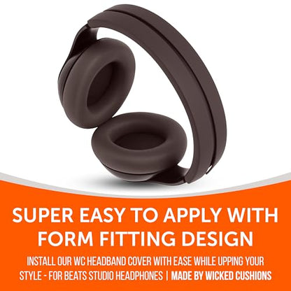 WC BandZ Studio & Studio Pro - Silicone Headband Cover for Beats Studio | Made by Wicked Cushions | Does Not Fit Beats Solo | Enhanced Comfort & Sweat Protection | Brown - color: Brown