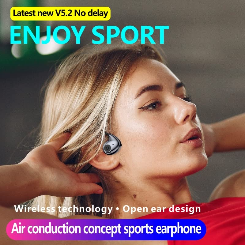Open Ear Earbuds Air Conduction Headset Wireless Bluetooth Sport Headphones with Mic Earphone Lightweight Painless Wearing Sweatproof Earpiece Stereo Earphone for Running Hiking Bicycling-Black - color: Air Conduction Headphone F805 Black