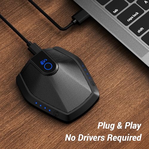 TONOR Conference USB Microphone with AI Noise Canceling for PC, G11 Pro | Condenser Mic with Volume Adjustment, Compatible with Windows and Mac, Desktop PC & Laptop for Teleconference, Court Reporter