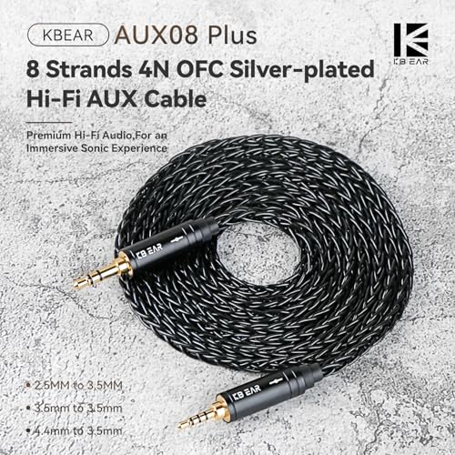 keephifi 6ft 4.4mm Replacement Audio Cable for Beats - KBEAR Male to Male Braided 4N OFC Stereo Jack Cable, Aux Cord for Solo2 Solo3/Sony WH 1000xm5 WH-1000XM5/Car Home Stereo/Tablet/Speaker - size: 2m, style: 4.4 to 3.5