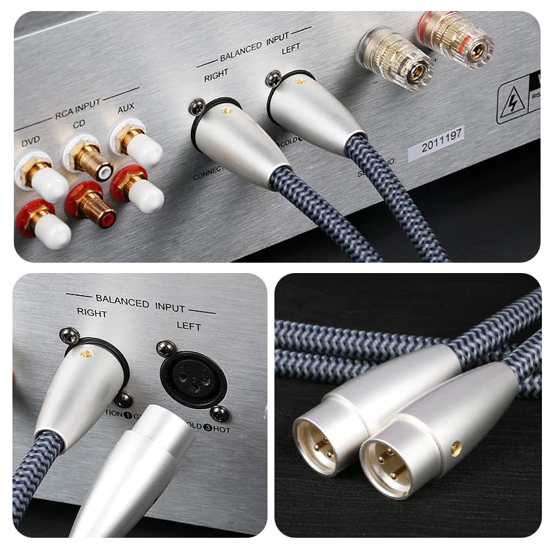 Balanced XLR Cable 2-Pack, Male to Female, 3-Pin, 3.2ft/1M, 24k Gold Plated - color: XLR Cables, size: 3.2FT/1m