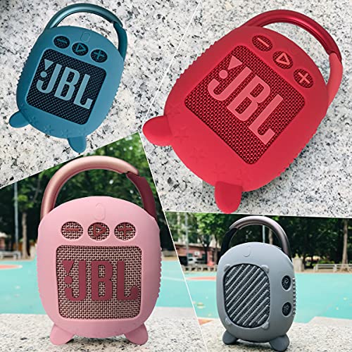 JCHPINE Silicone Cover & Hard Case for JBL Clip 4 Portable Bluetooth Speaker, Water Resistant Speaker Accessory, Shockproof, Dustproof, Blue | Protective Travel Case Storage for JBL Clip 4 Speaker Accessories, Soft Silicone Cover and Hard Case (Blue) - co