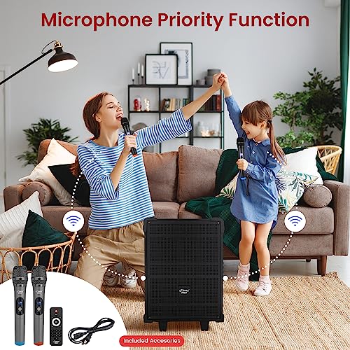 Pyle 10'' Portable Wireless Bluetooth Speaker System - Built-in Rechargeable Battery, Wireless Microphone, USB/Micro SD/FM - 600 Watt FM Radio with Digital LED Display, PWMA1099A,Black - size: 10 inch