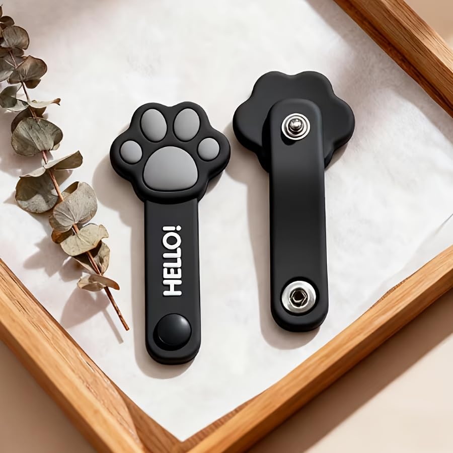 3PCS Cute Paw Print Cable Organizer Clip - Reusable Silicone Data Cable Storage Holder For Earphones And Charging Cables - color: Black 2