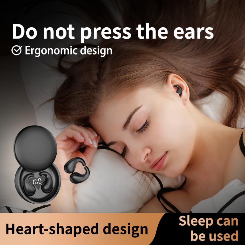 Mini Invisible Earbuds Bluetooth 5.4,Sleep Earbuds for Side Sleepers, Mini Noise Blocking Sleep Earphones,Sleep Friendly Side Sleeping Earphones, for Work (Black) - color: Black