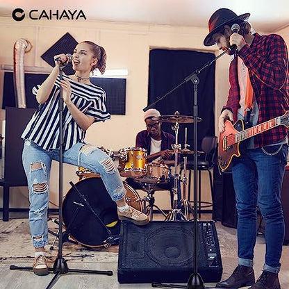 CAHAYA Mic Stand Heavy-Duty Super Resistent Tripod Boom Height Adjustable | Universal Microphone Arm Stand with 2 Mic Clips 3/8" to 5/8" Adapter for Most Mics for Singing Wedding Performance Podcast