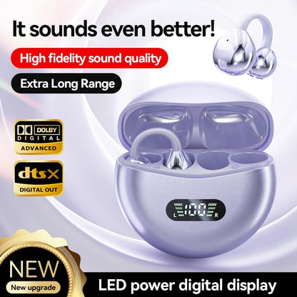 Piluyaa Clip-on Earbuds,Open Ear Earbuds Wireless Bluetooth 5.4, Lightweight Open Ear Headphones with C-Shaped Bridge,Slim Hook,60H Battery,Waterproof,for Glasses Wearers and Workouts (Off White) - color: OFF WHITE