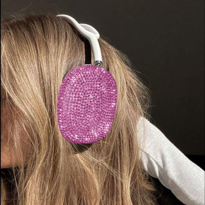 Glitter Case for Airpods Max, Pink Bling Rhinestone Encrusted Apple Headphone Cover Design,Sparkling Cute Airpod pro max Ear Covers Protective Accessories - color: Pink