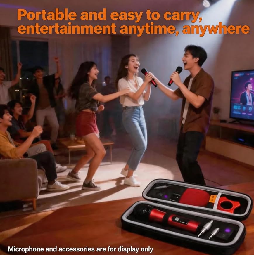 Wireless Microphone Case for 1, Hard Carrying Travel Cases for SMM 107 Handheld Dynamic Microphone Mic Bag with EVA Hard Shell Exterior Compatible with 11.2" x2" Wireless Mic-Case Only