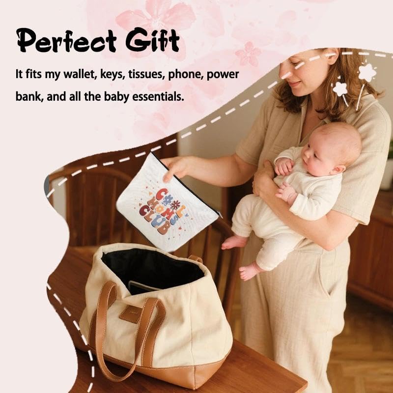 Cool Mom Club Bag Gift Mothers Day Gifts for Mom from Daughter Son New Mom Essentials Must Haves Mother Cosmetic Pouch Mother Travel Makeup Toiletry Bag Mama Christmas Birthday Gift Idea Mommy Present - color: Cool Mom Club Bag Gift