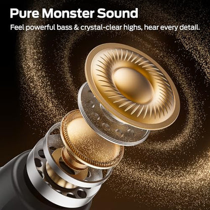 Monster Sleep Ear100 Ear Buds, Sleep Headphones with Stereo Sound, Design for Side Sleeper, 32H Playtime, Bluetooth 6.0, ENC Noise Cancelling, IPX6 Waterproof Mini Earbuds, Black