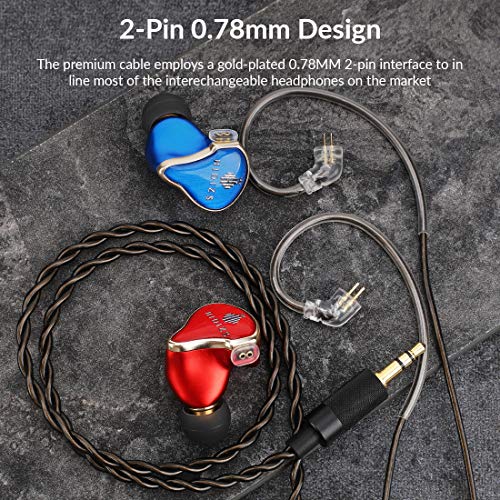 HIDIZS BL2.5 Detachable Balanced Earphone Cable, 2.5mm Plug Replacement Headphone Audio Cord Headphone Upgraded Cable-2 Pin 0.78mm IEM Cord for MS4 MS2 MS1 KZ ES4 ZSR ZST ZSR ED16 ZS10 TFZ TRN (2.5mm) - size: 2.5MM