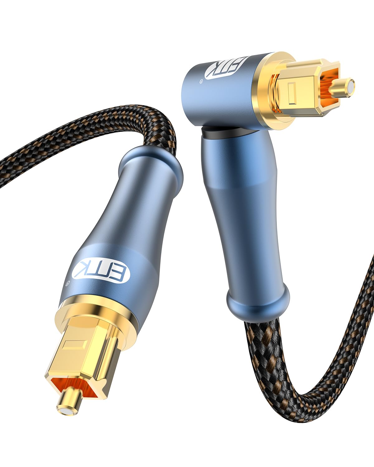 EMK 90 Degree Toslink Optical Cable 360 Degree Free-Rotating Plug Fiber Optic Cable S/PDIF Toslink Male to Male for Home Theater, Sound Bar, TV, PS4, Xbox,Grey (3.3ft/1m) - color: 90 Degree Design, size: 3.3ft/1m