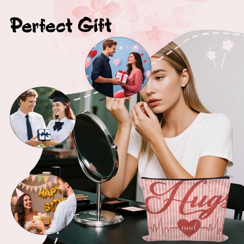 Valentines Day Gift Cosmetic Bag Travel Bag for Cosmetics with Hearts Hug Makeup Bag Pouch Romantic Gifts for Anniversary Toiletry Pouch Gf Presents for Birthday Fiancee Girlfriend Wife Gifts Ideas - color: Anniversary Gift Cosmetic Bag