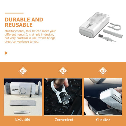 SUPVOX 1Set Multifunctional Earphone Cleaning Kit Durable Brush Cloth for Headphones Mobile Phones Computers and Cameras Deep Cleaning Tools with Soft Bristles for Dust