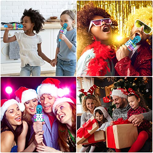 BlueFire 4 in 1 Karaoke Wireless Microphone with LED Lights, Portable Microphone for Kids, Great Toys for Kids, Girls, Boys and Adults (Blue) - color: Blue
