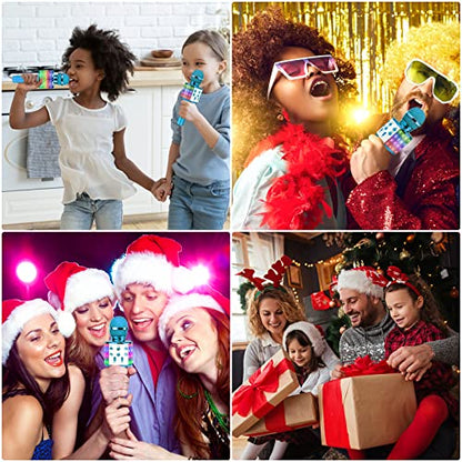 BlueFire 4 in 1 Karaoke Wireless Microphone with LED Lights, Portable Microphone for Kids, Great Toys for Kids, Girls, Boys and Adults (Blue) - color: Blue