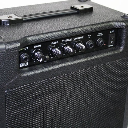 EMB 8" Pro Portable Guitar Amplifier Speaker with Built in 300W Amplifier with Gain, Bass, Tremble and Volume knobs 1/4" inputs for Aux, Input and Headphones