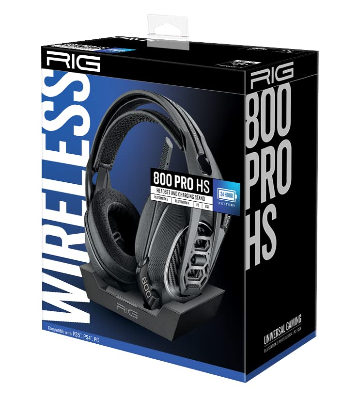 RIG 800 PRO HS Wireless Gaming Headset and Multi-Function Base Station for Playstation PS4, PS5, PC, USB - 24 Hour Battery (Renewed)