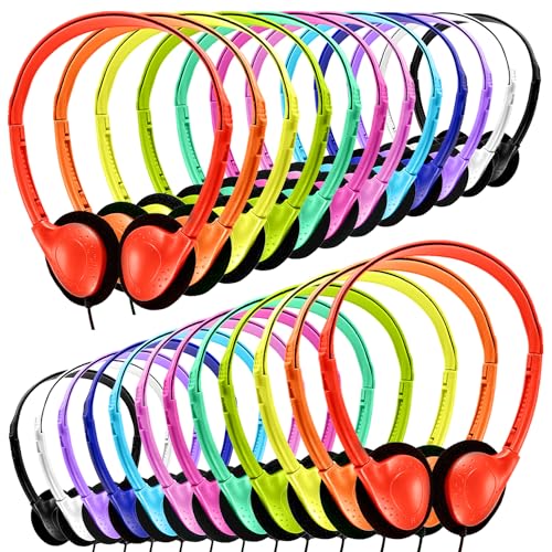 Classroom Headphones Bulk 50 Pack Class Set for School Students Kids and Adult -Sturdy Wired 3.5mm Plug (Mixed, 50 Pack) - color: Mixed, size: 50 Pack