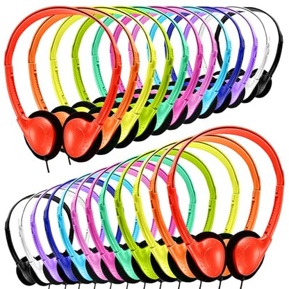 Classroom Headphones Bulk 50 Pack Class Set for School Students Kids and Adult -Sturdy Wired 3.5mm Plug (Mixed, 50 Pack) - color: Mixed, size: 50 Pack