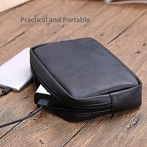 ProCase Accessories Bag Organizer Power Bank Case, Electronics Accessory Travel Gear Organize Case, Cable Management Hard Drive Bag -Black