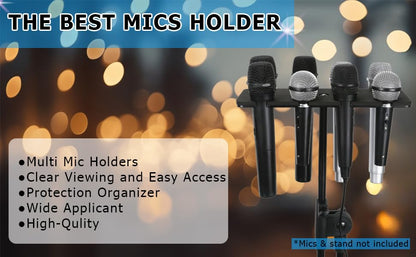 Multi Microphone Holder, Up to 8 Mics, Ideal Mics Holder for Stage Organization and Display, with 3/8"-16 Threaded Adapter, Aluminum, Black