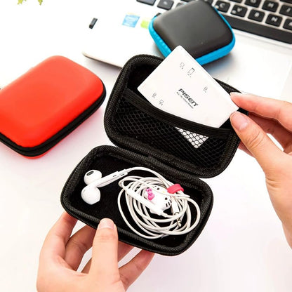 Portable Data Cable Storage Case, Rectangular Earphone Bag, Key Packaging, Coin Pouch, Change Storage Bag(black) - color: black
