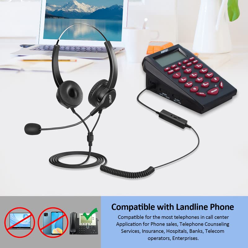 AGPTEK® Hands-Free Call Center Noise Cancelling Corded Monaural