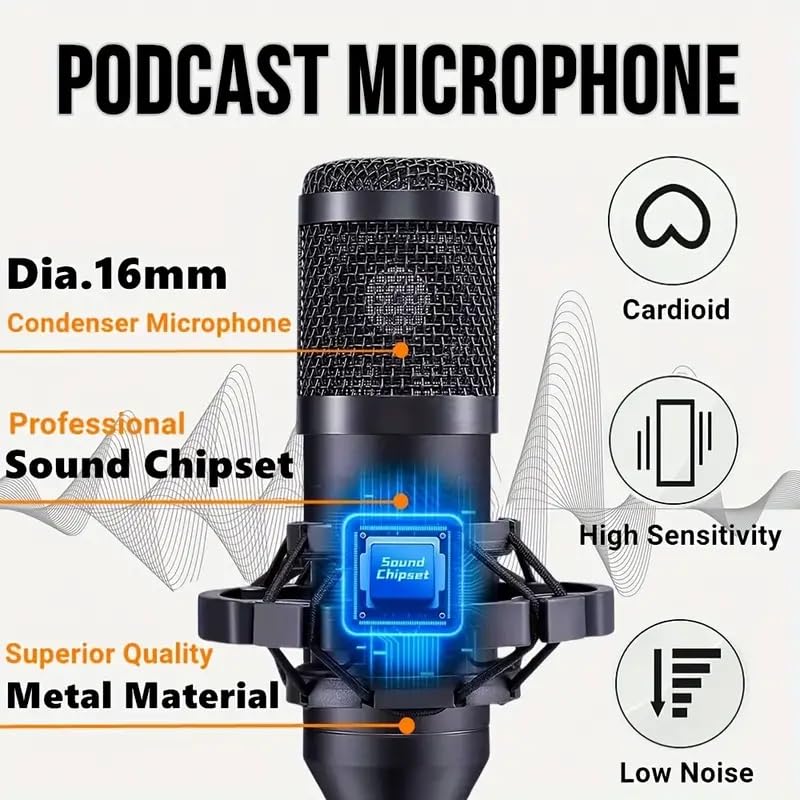 Podcast Equipment Bundle for 2, V8mx Audio Interface with Voice Changer Condenser Microphones for Gamer, All-in-One Audio Mixer Perfect for Live Streaming, Singing, YouTube, Gaming (V8MAX KIT FOR 2)