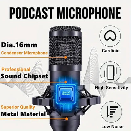 sktome Podcast Equipment Bundle, V8max Voice Changer with Podcast Microphone Bundle - Studio Condenser Microphone Perfect for Podcasting, Recording, Singing, Streaming and Gaming
