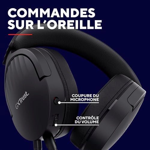 Trust Gaming GXT 489 Fayzo Gaming Headset for PC, PS5, PS4, Xbox Series X|S, Switch, Mobile, 3.5 mm Jack, 85% Recycled Plastics, Over-Ear Wired Headphones with Noise Cancelling Microphone - Black - color: Black, style: 3.5mm