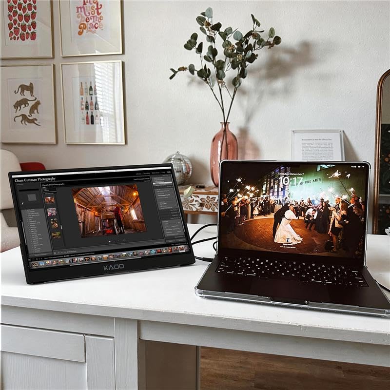 Kado Portable Monitor 15.6-inch FHD 1080p Rotating Stand IPS Display | 45W Reverse Charging Ultra-Slim Laptop Monitor 1920x1080 with Built-in Speakers for PC, Mac, Phone, Xbox, PS5, USB-C & HDMI - size: Pivot Stand
