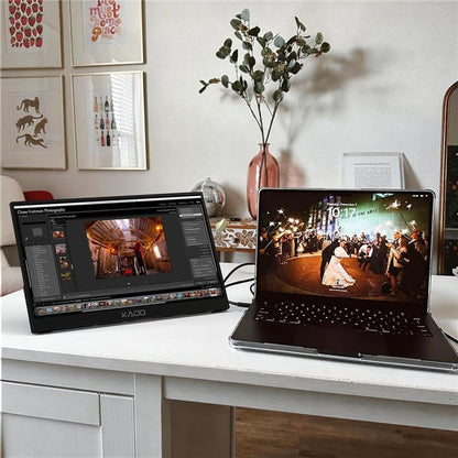 Kado Portable Monitor 15.6-inch FHD 1080p Rotating Stand IPS Display | 45W Reverse Charging Ultra-Slim Laptop Monitor 1920x1080 with Built-in Speakers for PC, Mac, Phone, Xbox, PS5, USB-C & HDMI - size: Pivot Stand