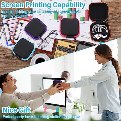 Sweetude 30 Sets Portable Earbud Case Pouch for USB-c Wired Ear Buds Square EVA Earphone Holder Pocket Earphone Cell Phone Accessories Memory Card Organizer Travel Case for Earphones and Earplugs