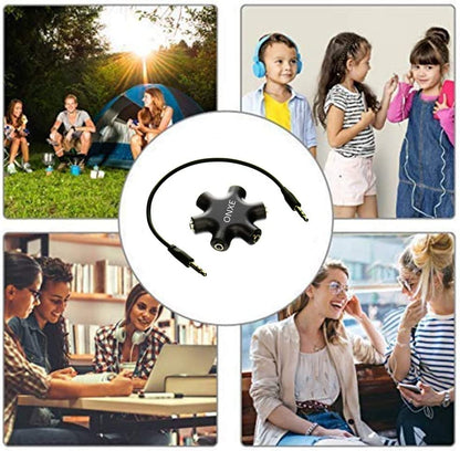 2-Pack Multi Headphone Splitter,3.5mm Headset Earphone Jack Audio Adapter Connector 1 Male to 2 3 4 5 Female Cable and Earphones Speakers
