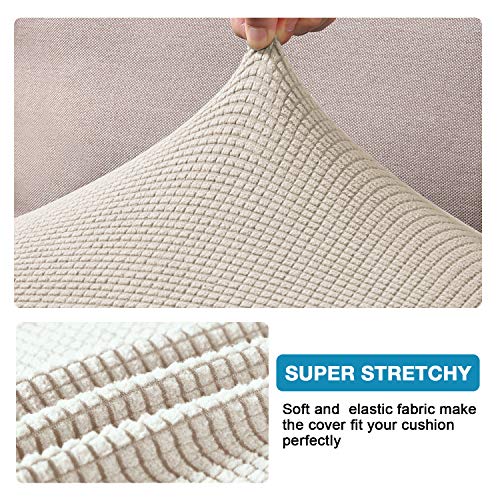 Flamingo P Super Stretch Couch Cushion Cover 1 Pack Individual Seat Slipcover with Elastic Bottom, Machine Washable Furniture Protector (1 Seat Cushion Cover, Biscotti Beige) - color: Biscotti Beige, size: 1 Seat Cushion Cover