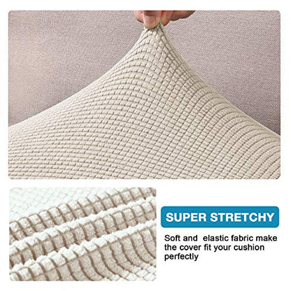 Flamingo P Super Stretch Couch Cushion Cover 1 Pack Individual Seat Slipcover with Elastic Bottom, Machine Washable Furniture Protector (1 Seat Cushion Cover, Biscotti Beige) - color: Biscotti Beige, size: 1 Seat Cushion Cover