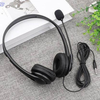 On Ear Corded Headphones with Built in Microphone 3.5mm Connection Comfortable for Music Calls Learning and Office Use