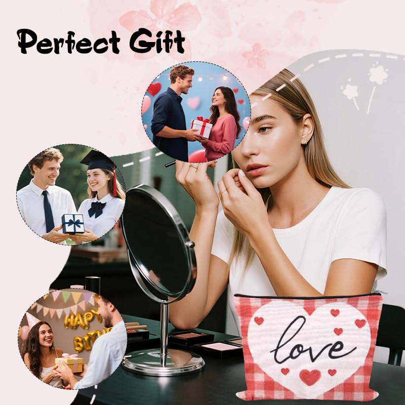 Valentines Day Toiletry Bag Pouch Love Heart Makeup Cosmetic Bag Engagement Anniversary Wedding Gifts Bags for Women Wife Girlfriend Fiancee Travel Make Up Bags Organizer Gf Graduation Bday Gift Idea - color: Love Heart Makeup Cosmetic Bag