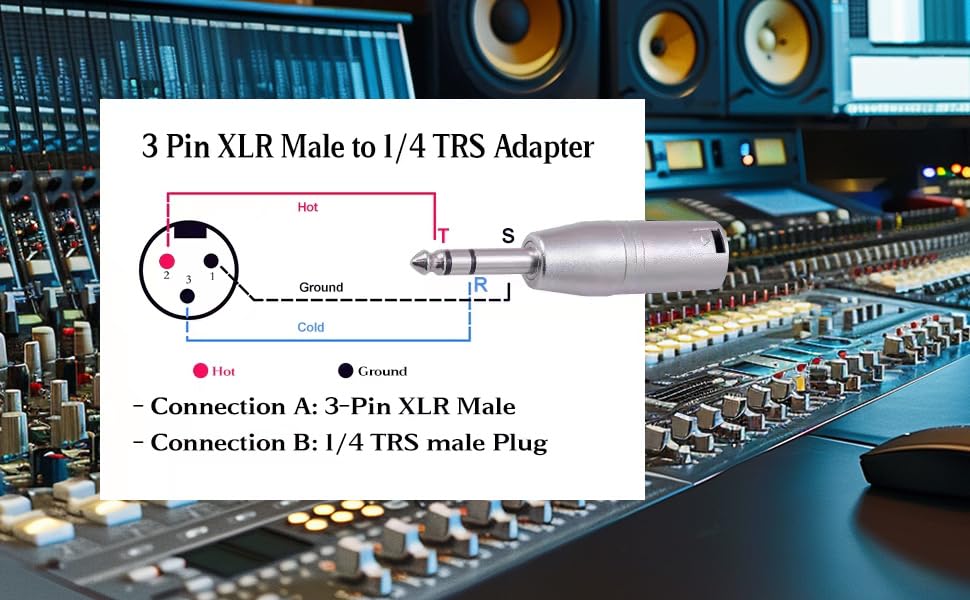 1/4 to XLR Adapter for Microphone,Mixer, 4 Pack, Silver, 1/4 inches TRS Male to XLR Male Coupler, 6.35mm TRS to XLRAdapter, Zinc Alloy with Nickel Plating - size: 4PX1 (Male to Male), style: 1/4" TRS to XLR Adapter