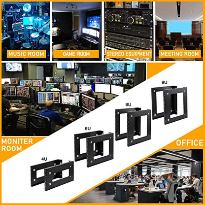 RIVECO 8U Desktop & Wall Mount Rack Assembly Free Seperated 2 Pieces Firm Constructed, No Assembly Required, Simple Toolless Racks for Networking Equipment & AV HiFi Gaming Electronics (8U) - size: 8U